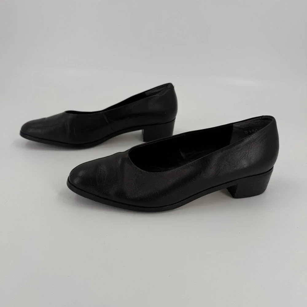 Ipanema Womens 8.5M Black Leather Low Heel Pumps Classic Comfort Dress Shoes